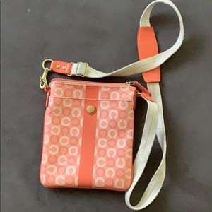 Light burnt orange coach crossbody bag